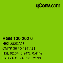 Color code: RGB 130 202 6 | qconv.com
