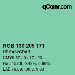 Color code: RGB 130 205 171 | qconv.com