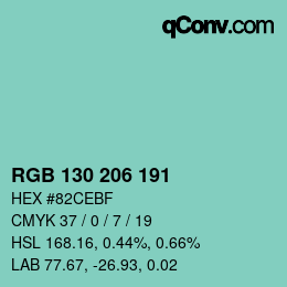 Color code: RGB 130 206 191 | qconv.com