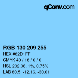 Color code: RGB 130 209 255 | qconv.com