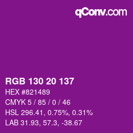 Color code: RGB 130 20 137 | qconv.com