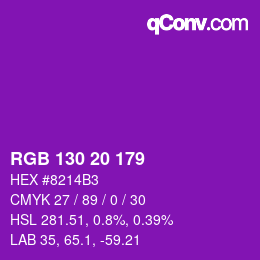 颜色代码: RGB 130 20 179 | qconv.com