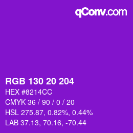 Color code: RGB 130 20 204 | qconv.com