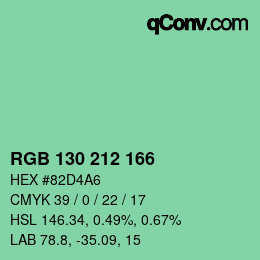 Código de color: RGB 130 212 166 | qconv.com