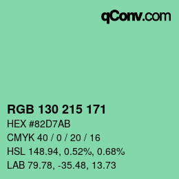カラーコード: RGB 130 215 171 | qconv.com