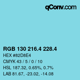カラーコード: RGB 130 216.4 228.4 | qconv.com