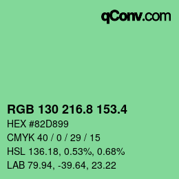 カラーコード: RGB 130 216.8 153.4 | qconv.com