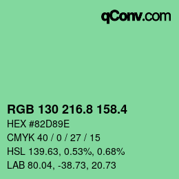 カラーコード: RGB 130 216.8 158.4 | qconv.com