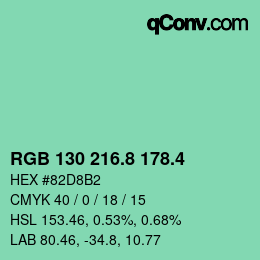 カラーコード: RGB 130 216.8 178.4 | qconv.com