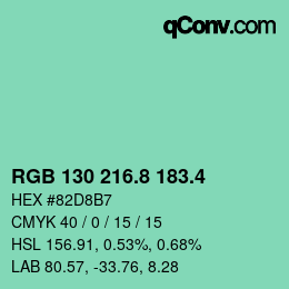 カラーコード: RGB 130 216.8 183.4 | qconv.com