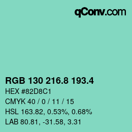 カラーコード: RGB 130 216.8 193.4 | qconv.com