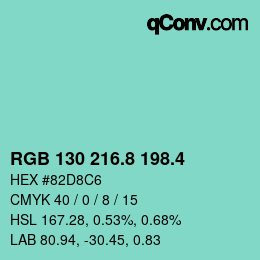 カラーコード: RGB 130 216.8 198.4 | qconv.com