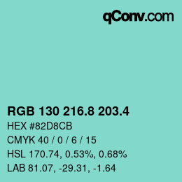 カラーコード: RGB 130 216.8 203.4 | qconv.com