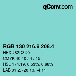 カラーコード: RGB 130 216.8 208.4 | qconv.com