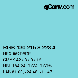 カラーコード: RGB 130 216.8 223.4 | qconv.com