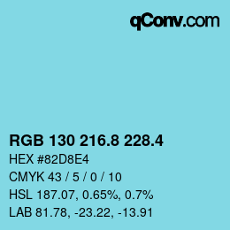 カラーコード: RGB 130 216.8 228.4 | qconv.com
