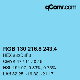 カラーコード: RGB 130 216.8 243.4 | qconv.com