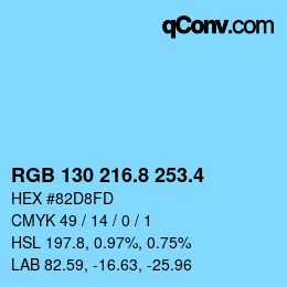 カラーコード: RGB 130 216.8 253.4 | qconv.com