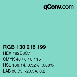 Color code: RGB 130 216 199 | qconv.com