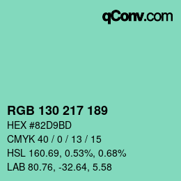 カラーコード: RGB 130 217 189 | qconv.com