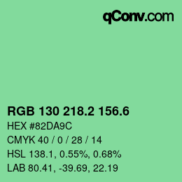 カラーコード: RGB 130 218.2 156.6 | qconv.com