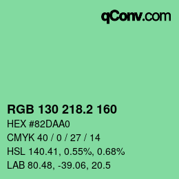 カラーコード: RGB 130 218.2 160 | qconv.com