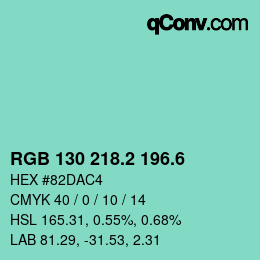 カラーコード: RGB 130 218.2 196.6 | qconv.com
