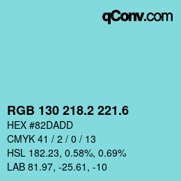 カラーコード: RGB 130 218.2 221.6 | qconv.com
