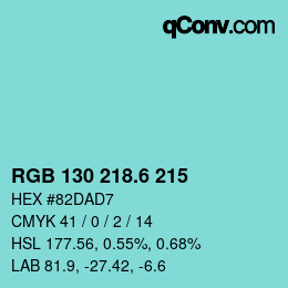 カラーコード: RGB 130 218.6 215 | qconv.com