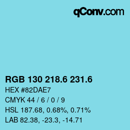 カラーコード: RGB 130 218.6 231.6 | qconv.com