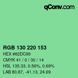 カラーコード: RGB 130 220 153 | qconv.com