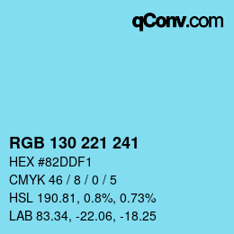 Color code: RGB 130 221 241 | qconv.com