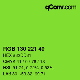 Color code: RGB 130 221 49 | qconv.com