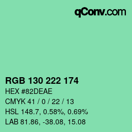 Color code: RGB 130 222 174 | qconv.com