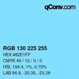 Color code: RGB 130 225 255 | qconv.com