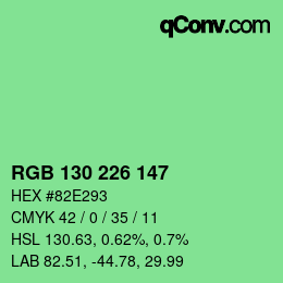 カラーコード: RGB 130 226 147 | qconv.com