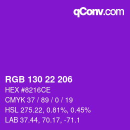 カラーコード: RGB 130 22 206 | qconv.com
