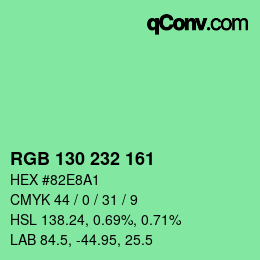 Color code: RGB 130 232 161 | qconv.com