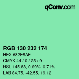 Color code: RGB 130 232 174 | qconv.com