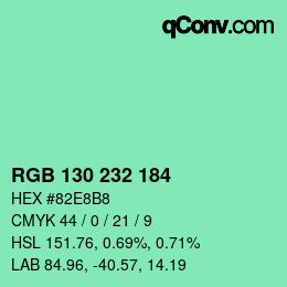 Color code: RGB 130 232 184 | qconv.com