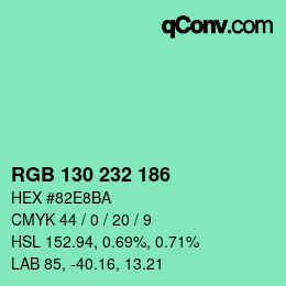 Color code: RGB 130 232 186 | qconv.com