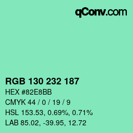 Color code: RGB 130 232 187 | qconv.com