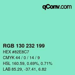 Color code: RGB 130 232 199 | qconv.com