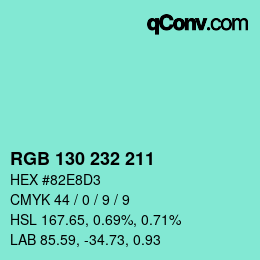 Color code: RGB 130 232 211 | qconv.com