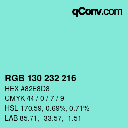 Color code: RGB 130 232 216 | qconv.com