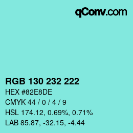 Color code: RGB 130 232 222 | qconv.com