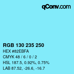 Color code: RGB 130 235 250 | qconv.com