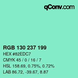 カラーコード: RGB 130 237 199 | qconv.com