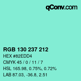 颜色代码: RGB 130 237 212 | qconv.com