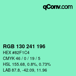 カラーコード: RGB 130 241 196 | qconv.com